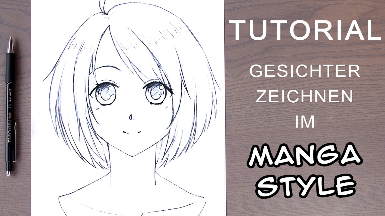 [Tutorial] Manga-Gesicht zeichnen für Anfänger │ weiblich / frontal (EN subs!)