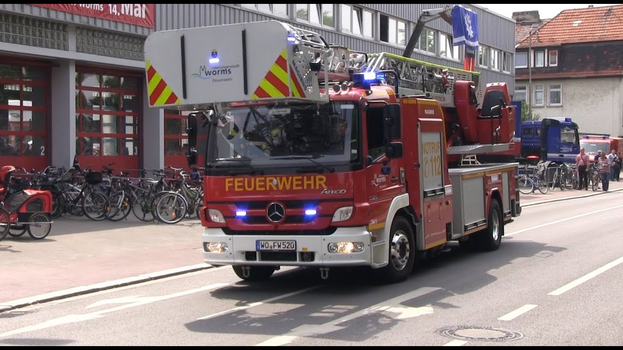 [Mit Alarmierung] LF 16/12 Feuerwehr Worms Stadtmitte + DLK 23/12 hauptamtliche Wachabteilung