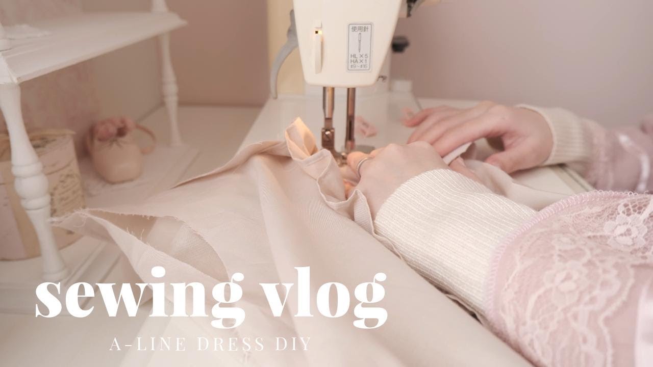 sewing vlog｜自作の型紙でAラインワンピース作り｜ハンドメイドのある暮らし｜ 洋裁日記｜ make an A-line dress｜a day in my life｜SUB