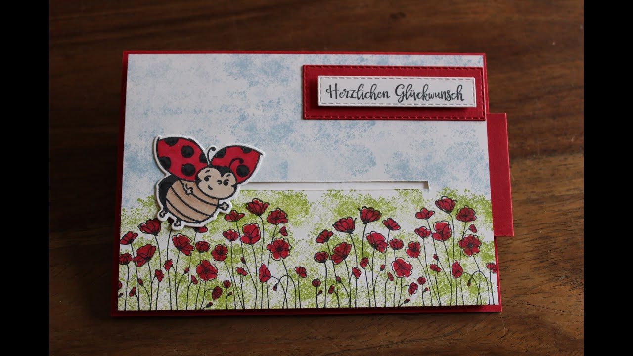 Ziehkarte fliegender Marienkäfer mit Produkten von Stampin`UP!
