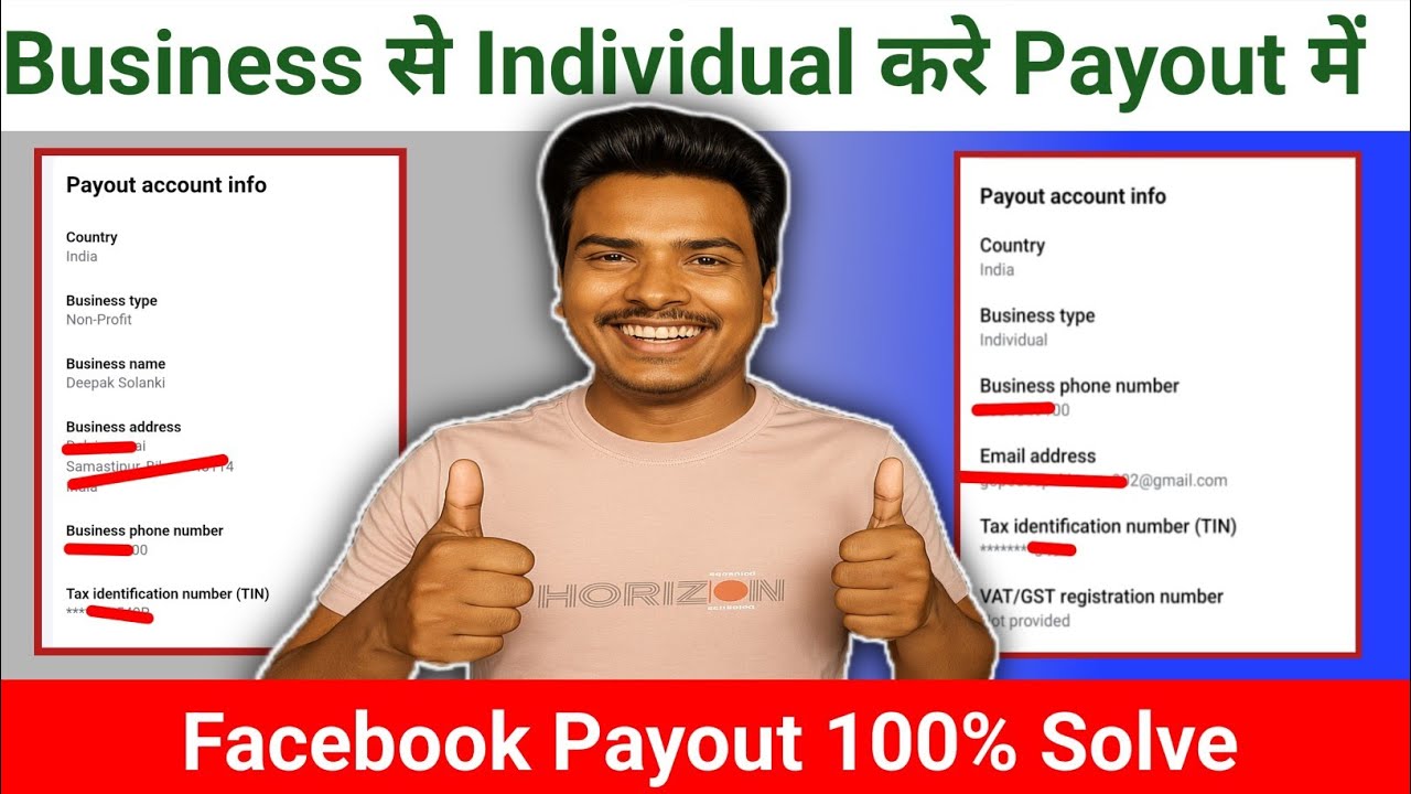 Facebook Payout पर Business Se Individual करे 100% Solve | Tax Classification Business to Individual