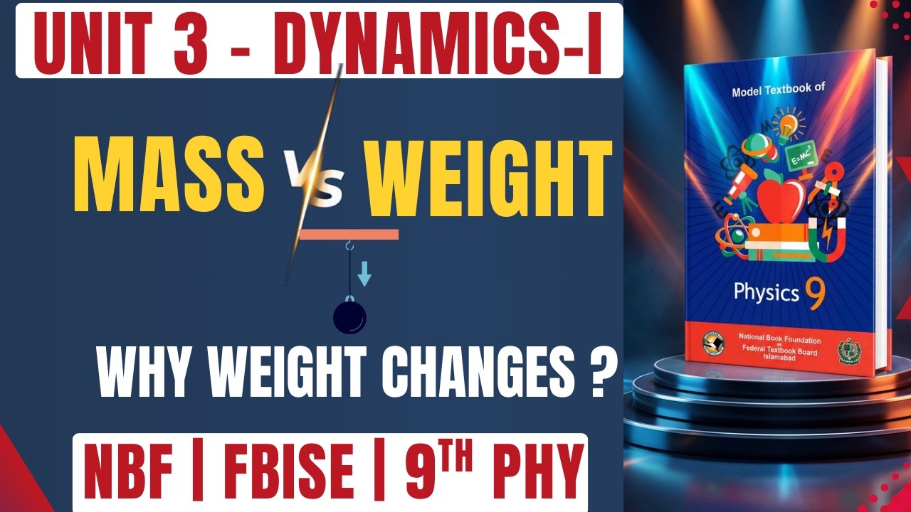 Physics Class 9 Unit 3 L3 | Mass & Weight | Field Strength (Gravity) | Momentum | FBISE New Book NBF