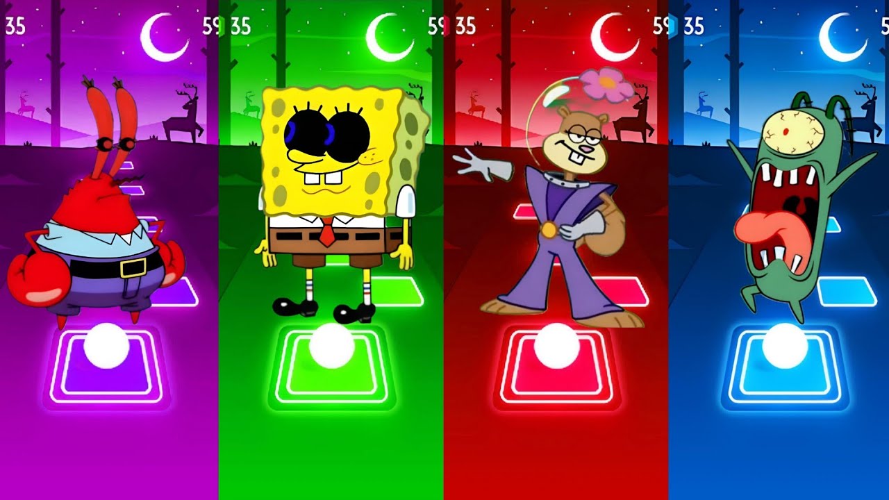 MR KRABS EXE  🆚 SPONGEBOB EXE 🆚 SANDY CHEEKS EXE 🆚 PLANKTON EXE | Tiles Hop Battle