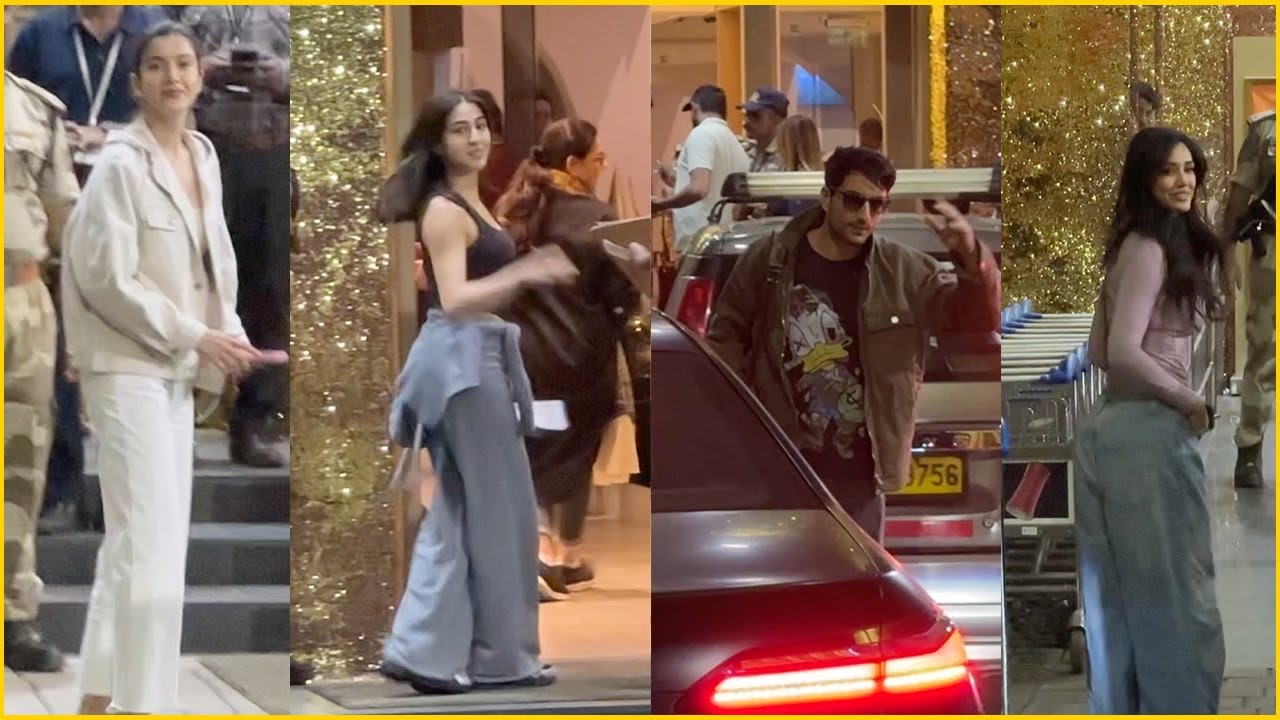 Sara,Ibrahim Ali Khan,Disha Patani & Shanaya Kapoor Spotted At Kalina Private Airport