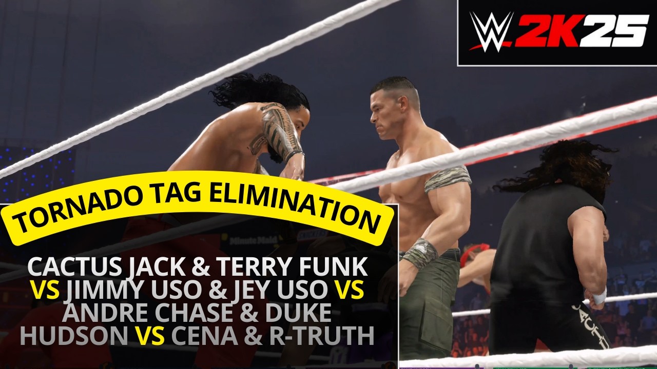 WWE 2K25 – Cactus Jack & Terry Funk vs Jimmy Uso & Jey Uso (4 Way Tornado Tag Elimination)