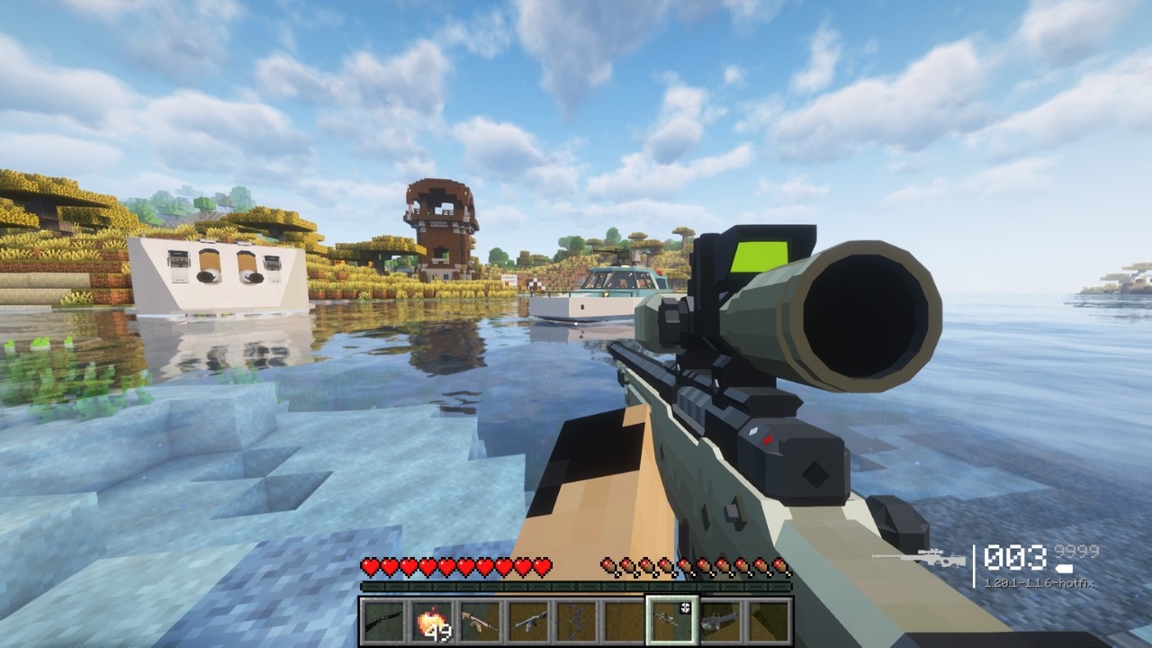 Destroying Pillager Fortress from the Ocean Using Modern Weapons 🌊⚔️