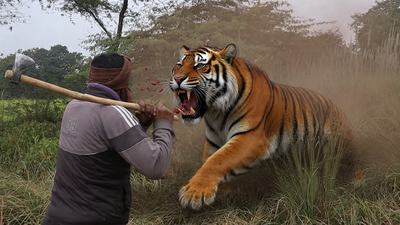 Terrifying Moment: Tiger Attacks Man in the Wild l Echo Paws 