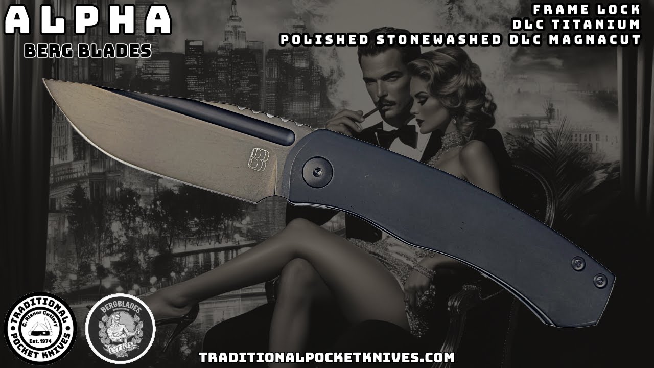 BergBlades: Alpha Frame Lock - DLC Titanium Polished Stonewashed DLC Magnacut
