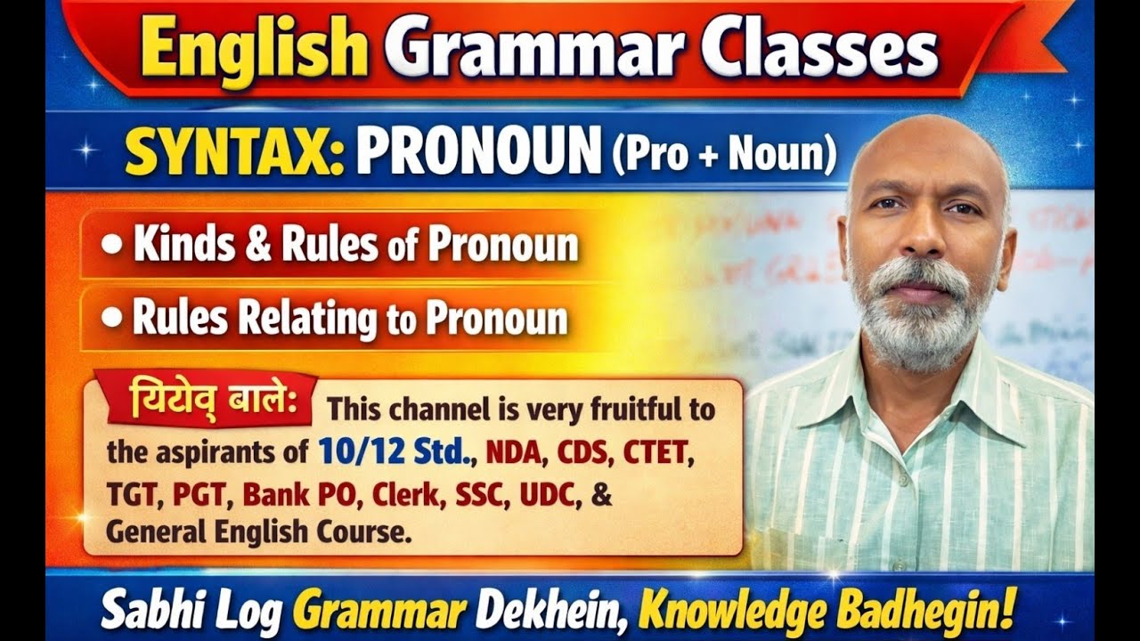 Grammar | SYNTAX PRONOUN (Pro+Noun) Kinds & Rules of PronounRules relating to Pronoun