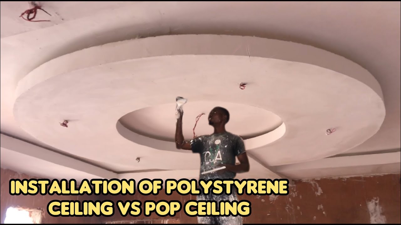 EDO: He’s Installing Quality Polystyrene Ceiling A Look Alike Of POP Ceiling In Benin City, Nigeria.