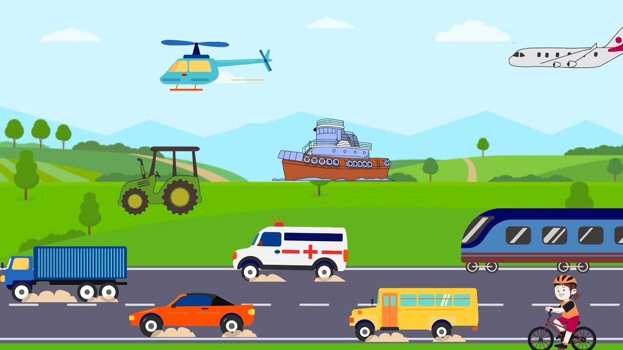 Vehicle Song | Tiny_Tales_TT | car bus cycle tractor plane ship truck helicopter train ambulance
