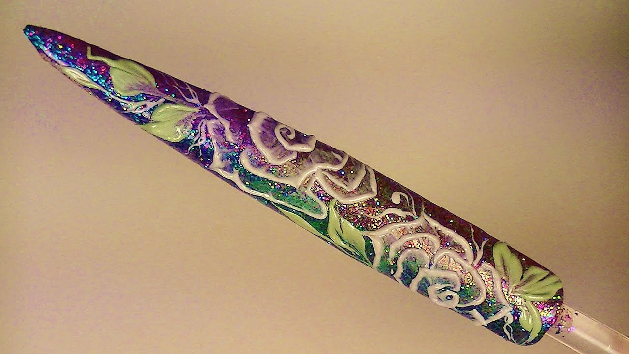 3D Gel Rose With Glitter Design