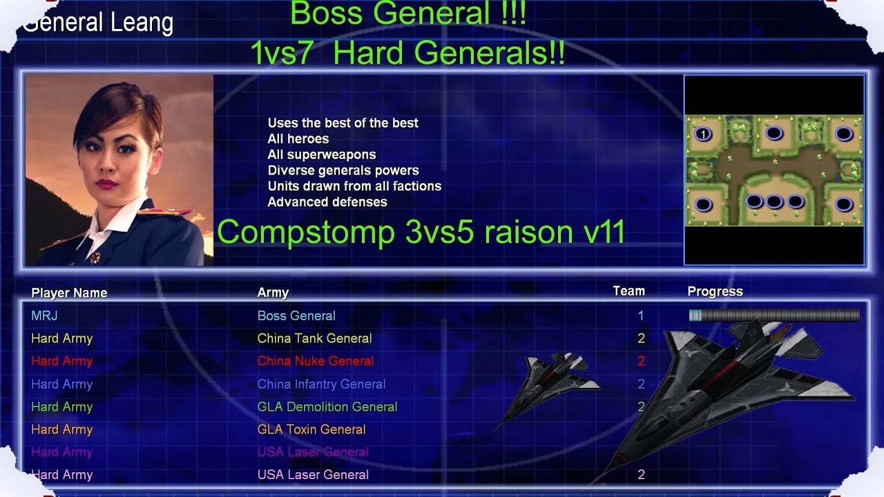 Boss General 1 vs 7 Hard Generals. (Compstomp 3vs5 raison v11)