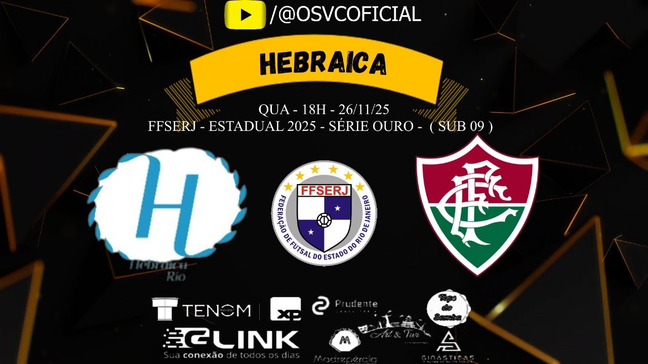 HEBRAICA X FLUMINENSE - ДО 9 ЛЕТ - FFSERJ - ЧЕМПИОНАТ ШТАТА 2025 - ЗОЛОТАЯ СЕРИЯ - 26.11.25 - СРЕ...