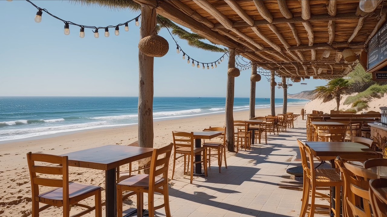 Costa de la Luz Beach Bar Ambience - Relaxing Spanish Chiringuito Atmosphere