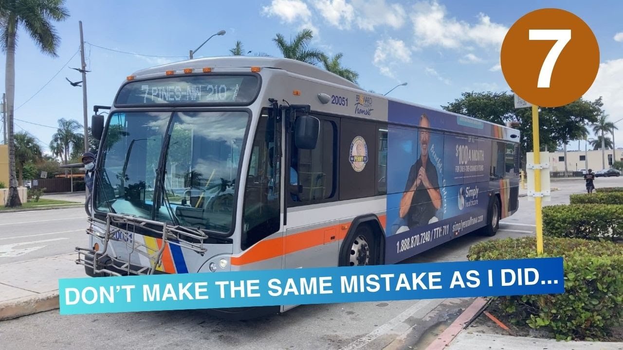 Riding Broward County Transit Bus 7, Pembroke Lakes Mall to Young Circle, 2020 Gillig BRT 40'