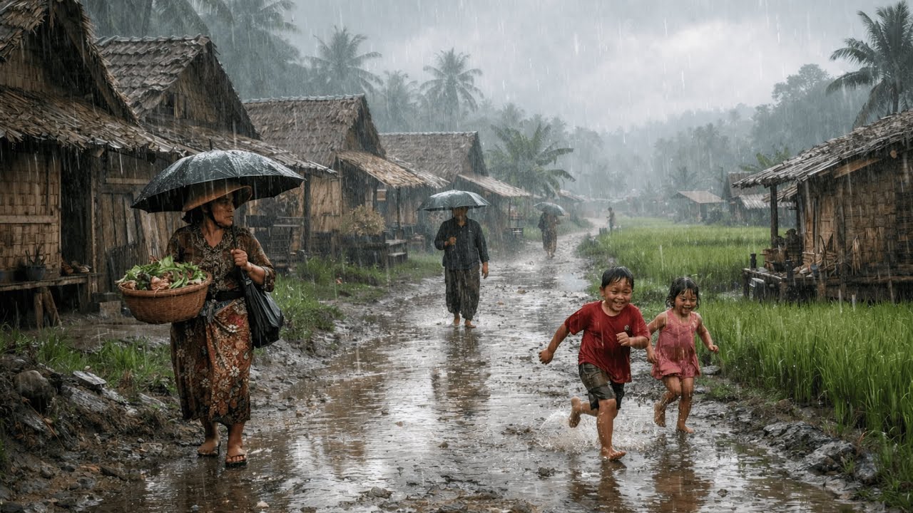 SCARY Thunderstorm in Indonesia 🌧️⚡ Extreme Heavy Rain for Deep Sleep