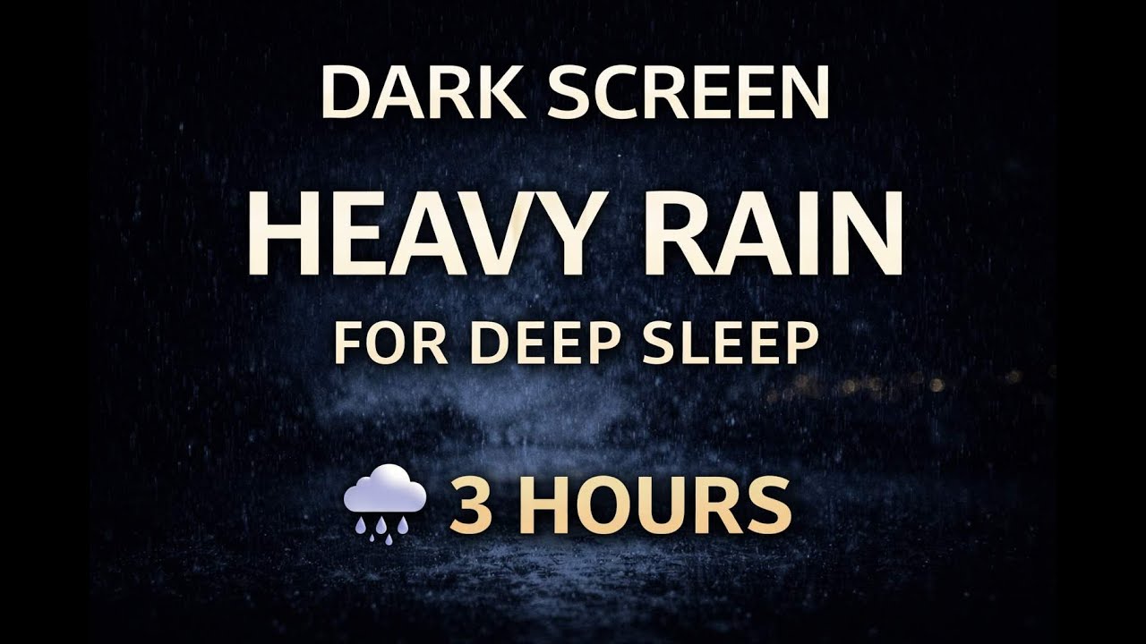 Dark Screen – Heavy Rain (No Thunder) – 3 Hours