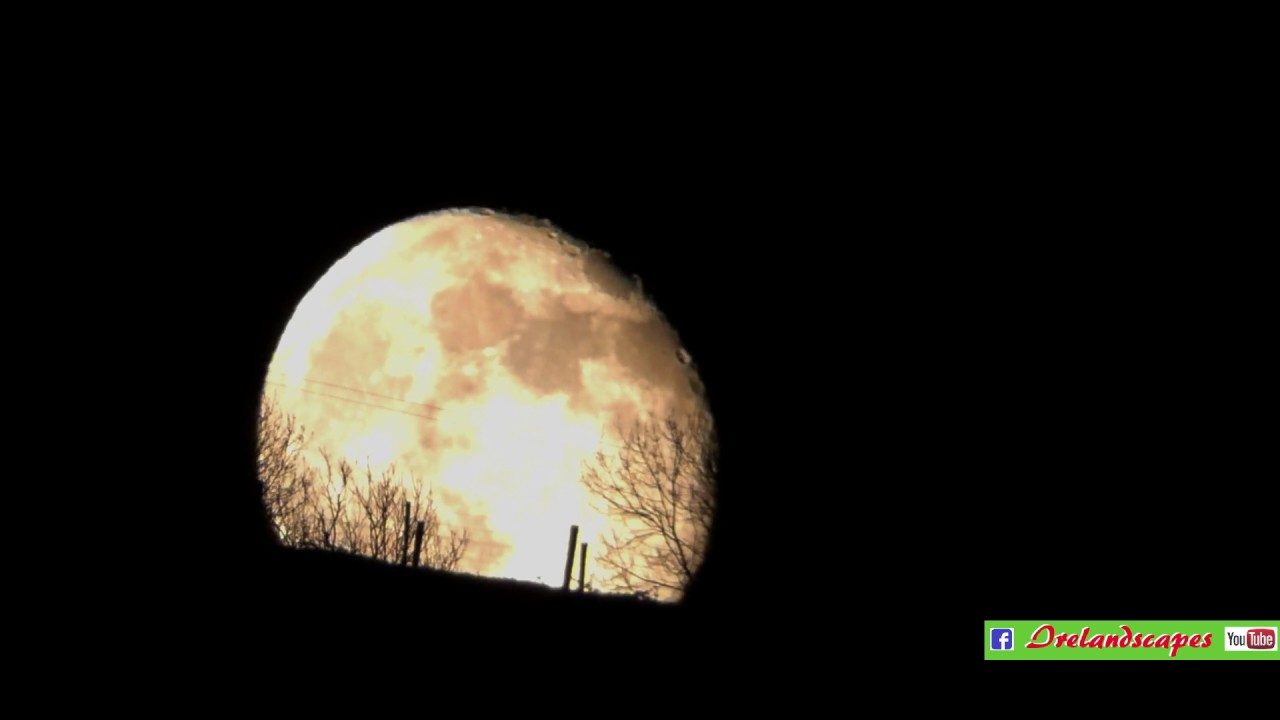 Blood Moon Rising Over Glenarm Village - Relaxing Landscape Scenery
