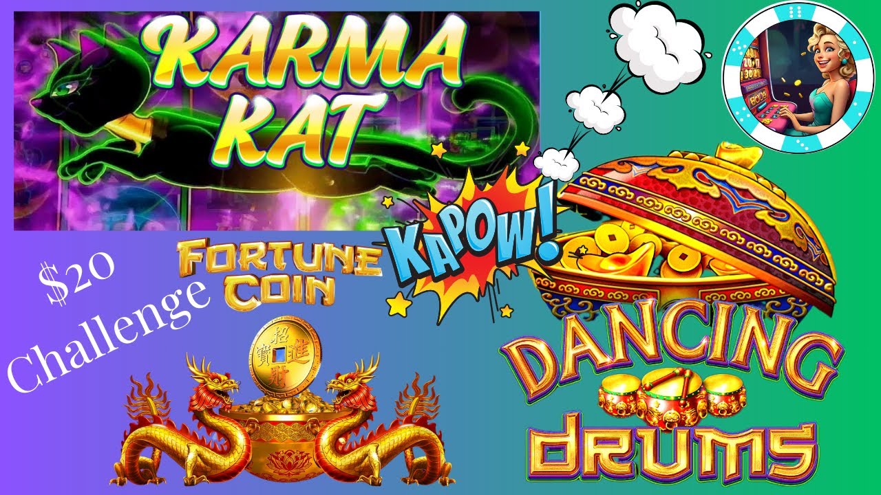 $20 Slot Challenge! Putting Karma Kat, Fortune Coin Extra & Dancing Drums to the test! 
