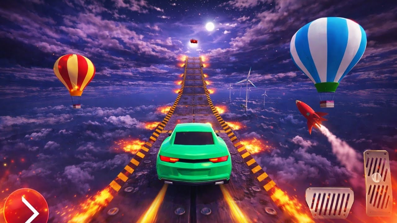 Crazy Ramp Car Gameplay 😱 | Road In The Sky Mega Ramp Game | Android Car Racing 3D