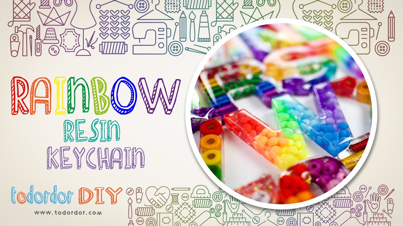 🔅[DIY] How to make rainbow resin keychain | Rainbow resin tutorial | Letter mold | Todordor DIY