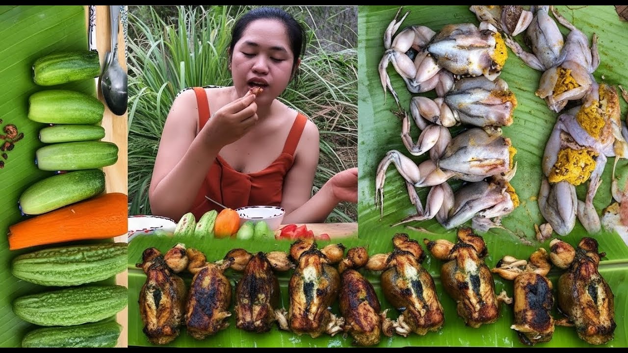 Catch n Cook Frog on a Rock Recipe for Dinner and Eating Delicious