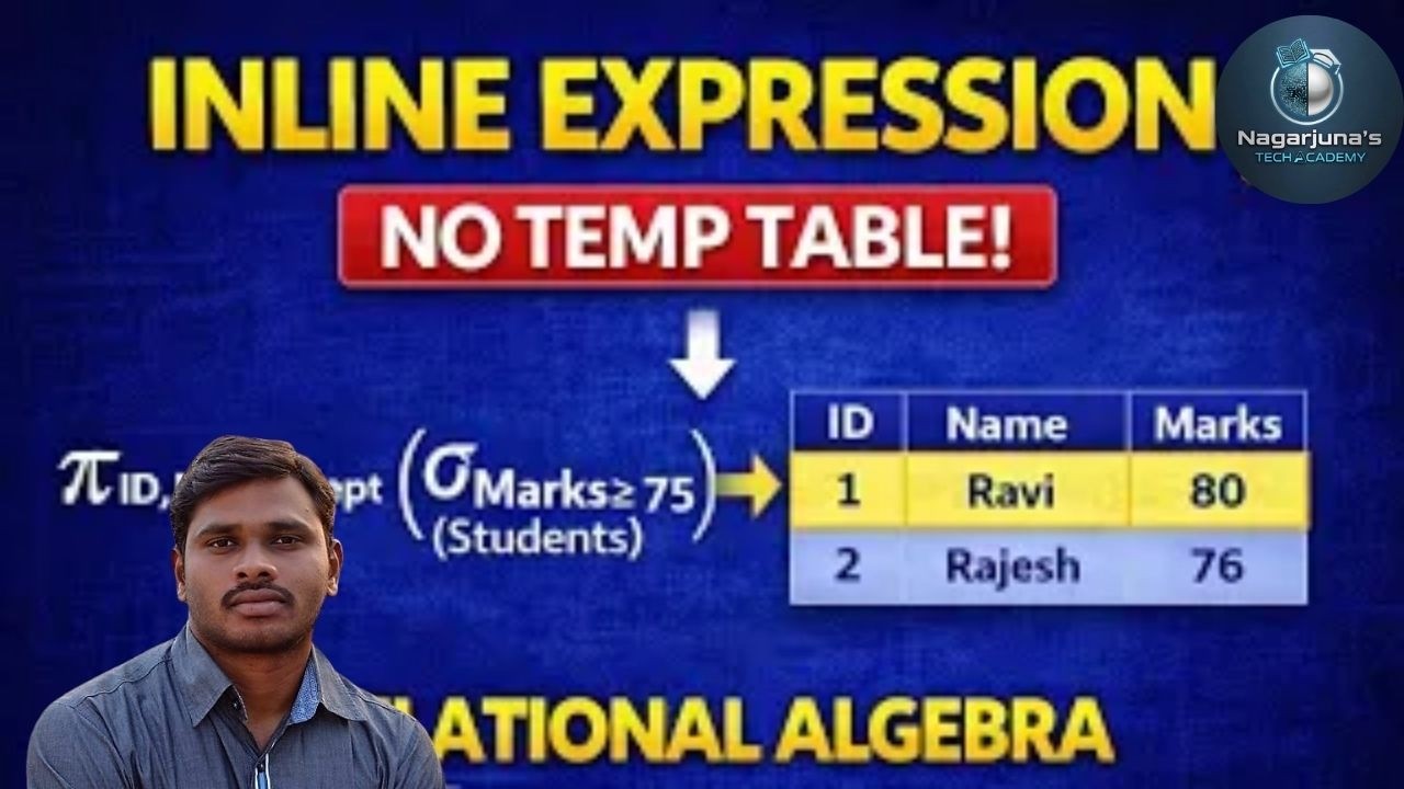 29. Inline Expression in Relational Algebra Explained in Telugu | DBMS | GATE