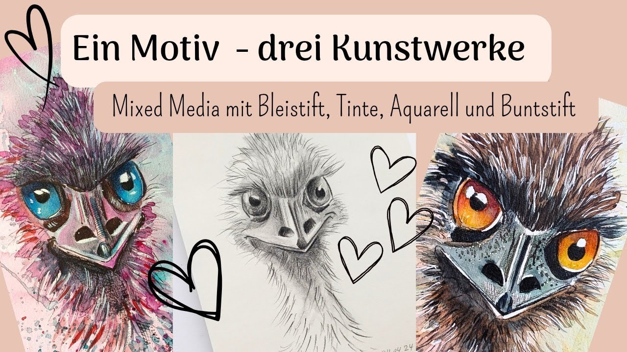 MIXED-MEDIA  ♡ Malen mit Tinte, Aquarell und Buntstift  ♡ Von der Bleistiftskizze zum fertigen Bild♡