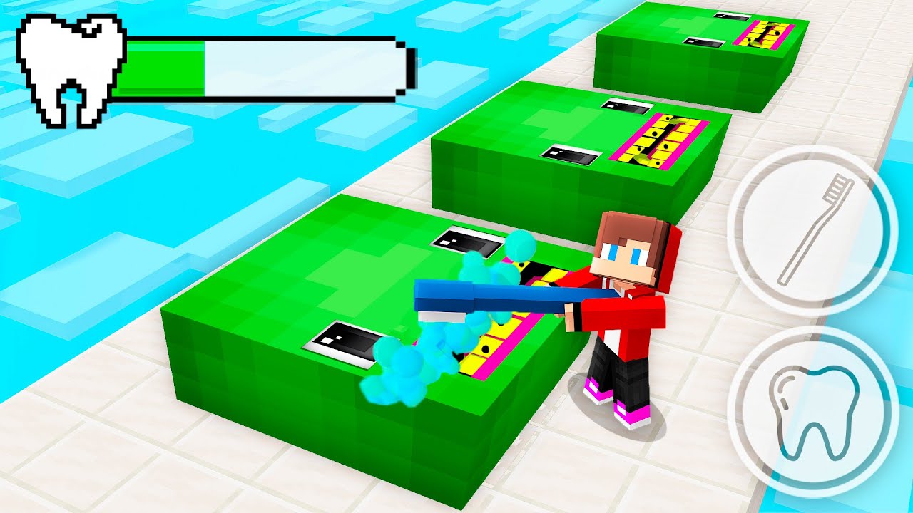 JJ and Mikey Teeth Brush Runner 3D Race - Maizen Minecraft Animation