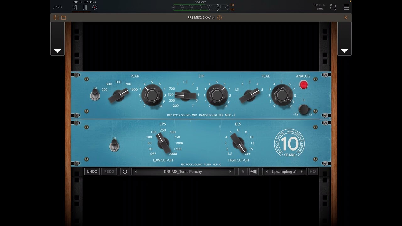 Red Rock Sound RRS MEQ-5 Based on Classic Mid-Range Equalizer from the '70s AUv3 iOS iPad