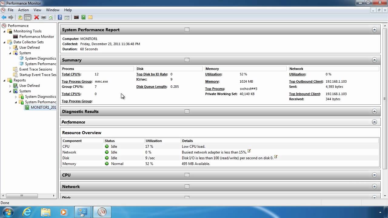 MCTS 70-680: Монитор производительности и наборы сборщиков данных в Windows 7