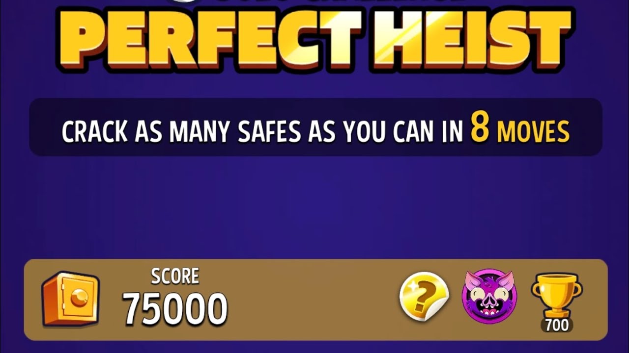 Match masters solo challenge today perfect heist mighty mushroom score 75000 in 8 moves 1p solo