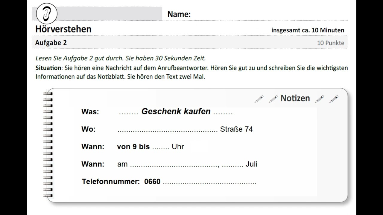 ÖSD A1   - HÖREN  / Modellsatz Nr. 9