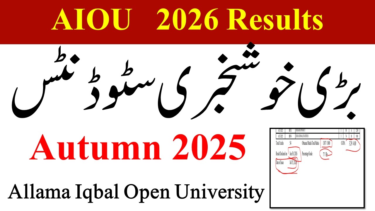 Good News for AIOU Autumn 2025 Results | AIOU Autumn 2025 Results BA BS ADP Bed AIOU Results