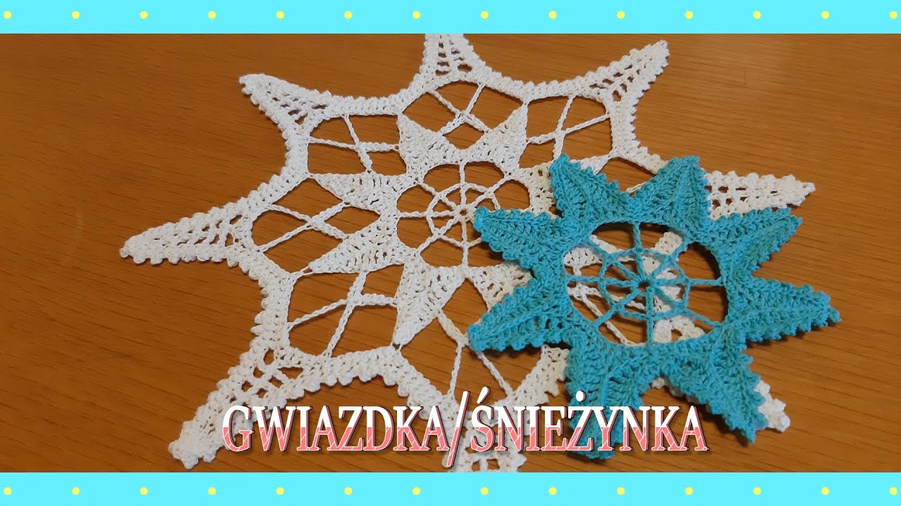 Śnieżynka/gwiazdka (wzór 6) - świąteczna zawieszka na choinkę na szydełku