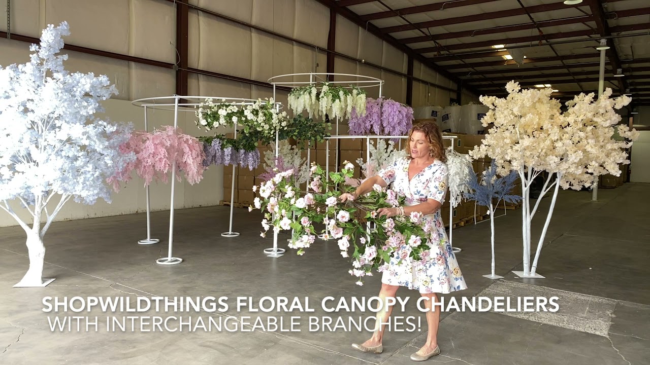 ShopWildThings Hanging Floral Chandelier Canopies for Overhead Installations at Parties and Events