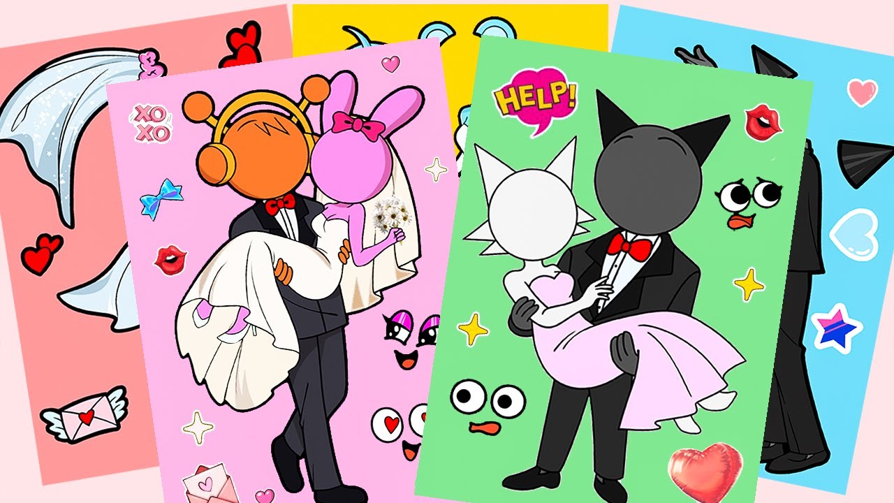 [TOYASMR] Incredibox Sprunki Sinner Edition WENDA GRAY’S DREAM Wedding Sticker book #asmr #sprunki