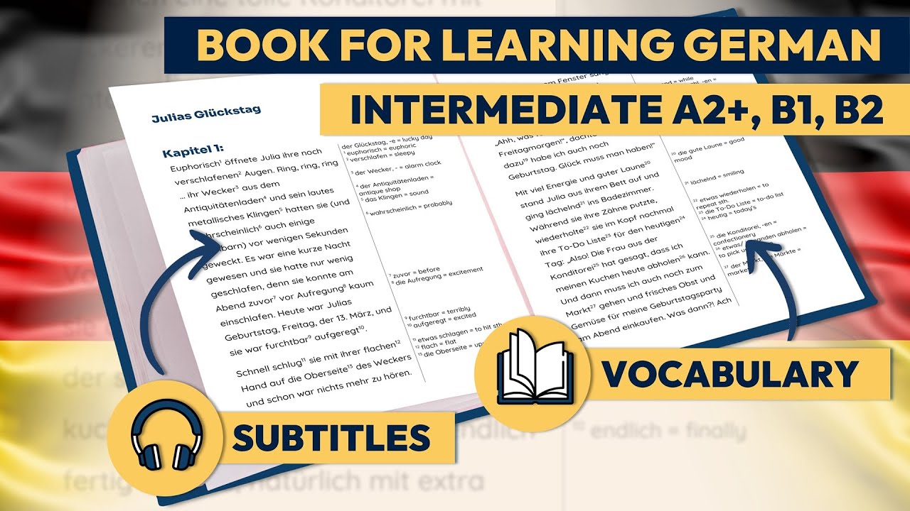 Book in German (A2+, B1, B2) for Listening and Reading Practice 🎓✅