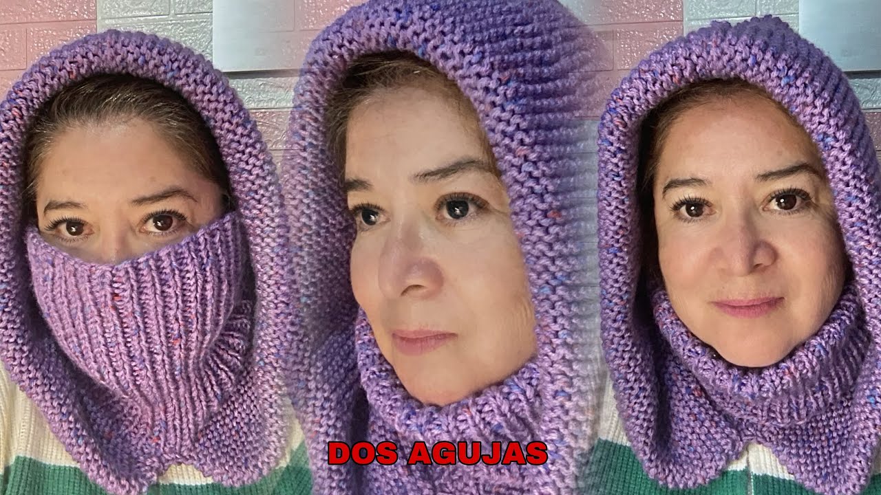 CUELLO CAPUCHA PASO A PASO MUY FACIL / IDEAL PARA PRINCIPIANTES / DOS AGUJAS / PALITOS