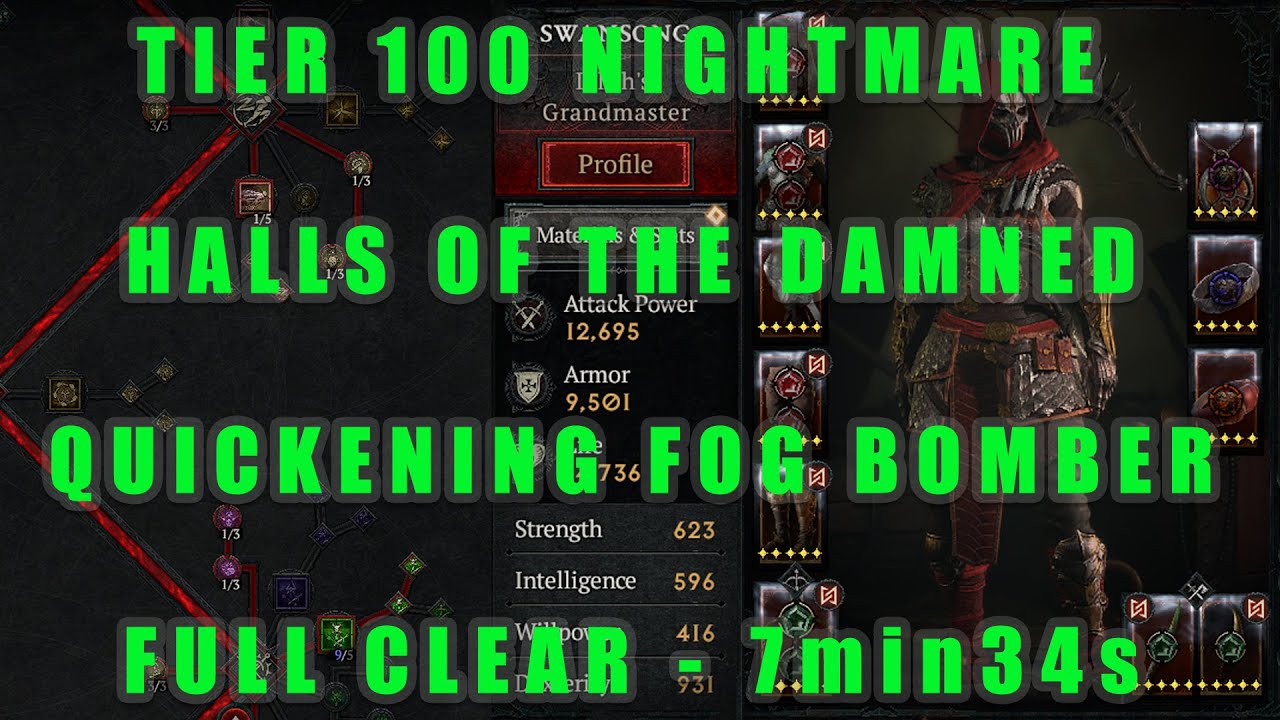 Rogue T100 🗡️ Quickening Poison Fog of Misery 🗡️ Halls Of The Damned - Full Clear 🗡️7mins 🗡️Diablo 4