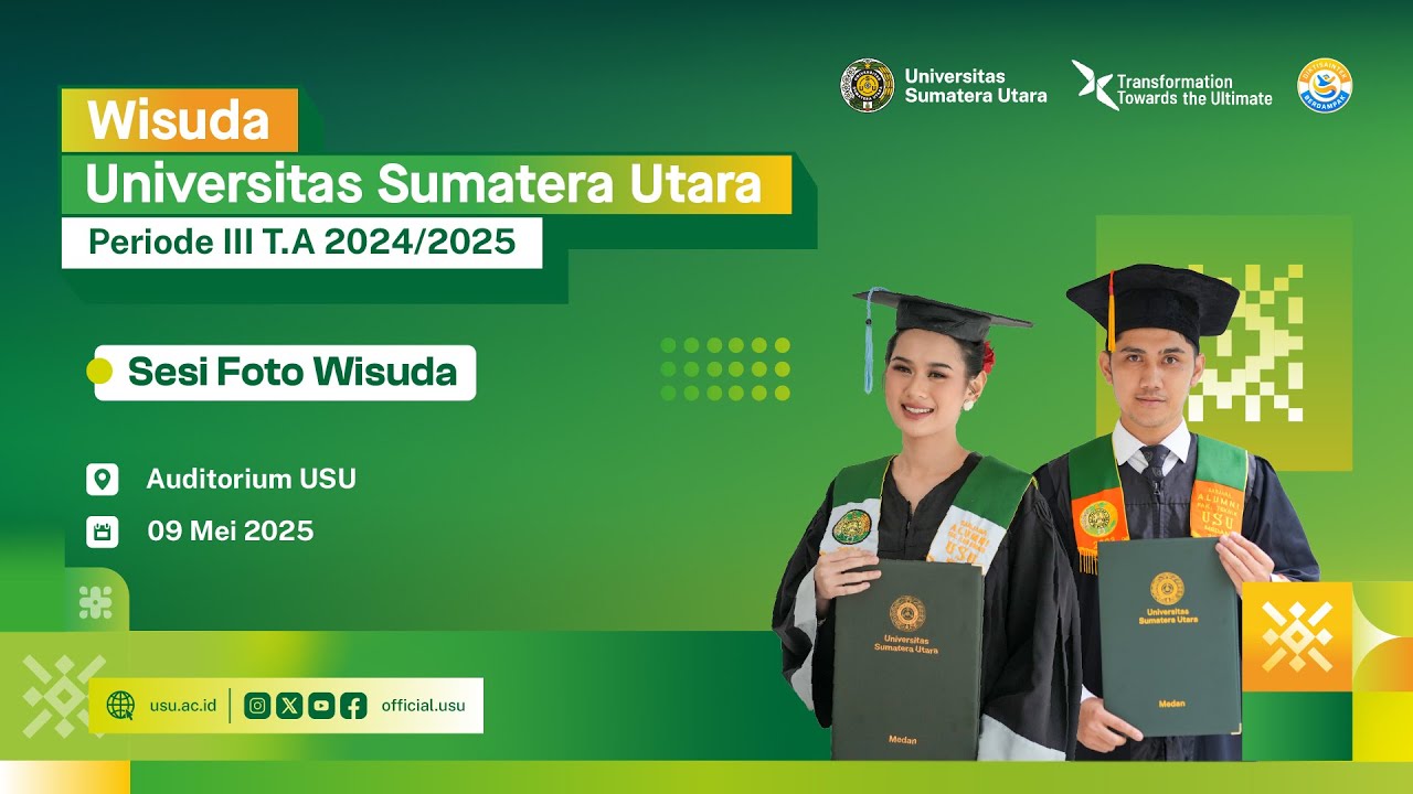 Wisuda Universitas Sumatera Utara Hari ke-1 Sesi Pagi (Jum'at, 9 Mei 2025)