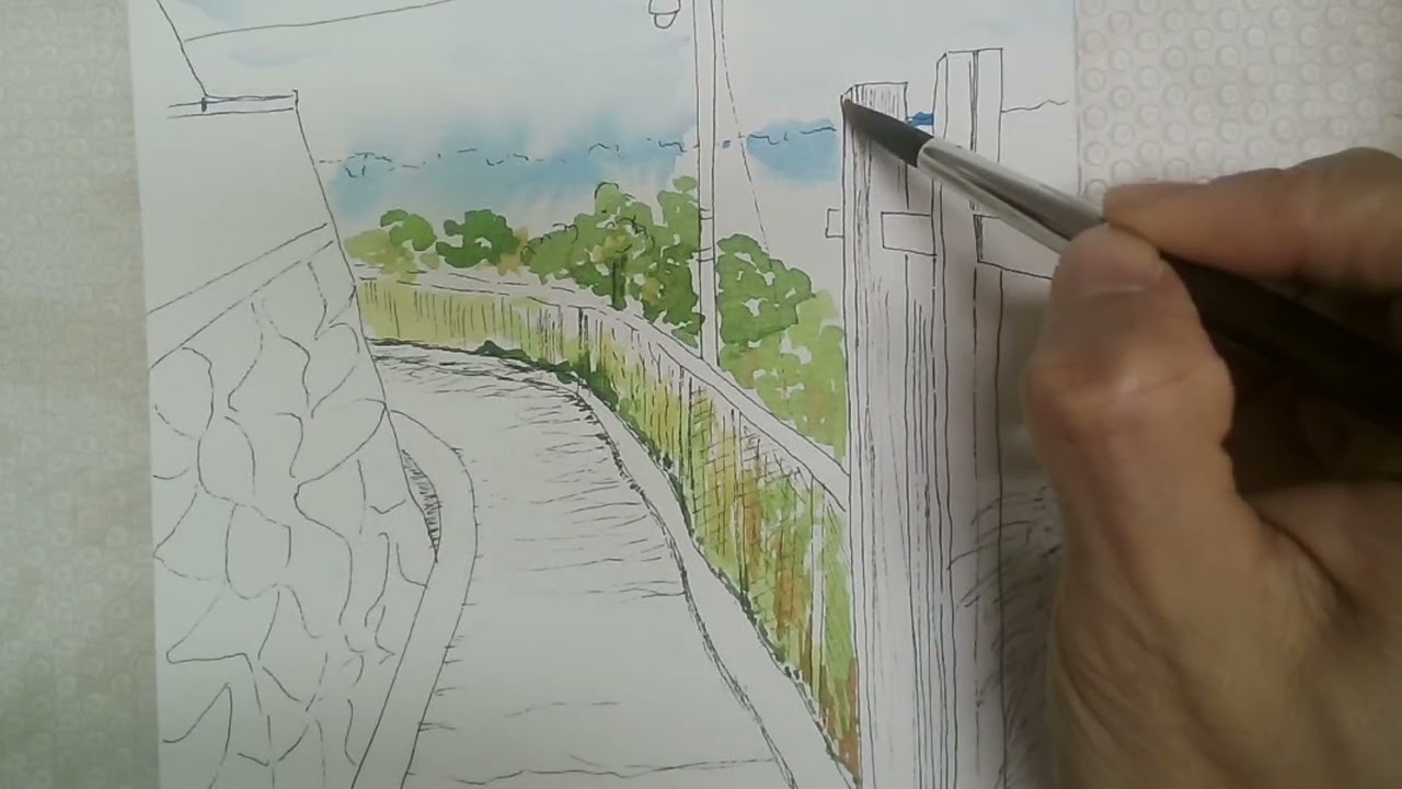 pen drawing coastal road scenery EP 154 #postcard #koreancalligraphy #일러스트 #수채캘리그라피 #그림