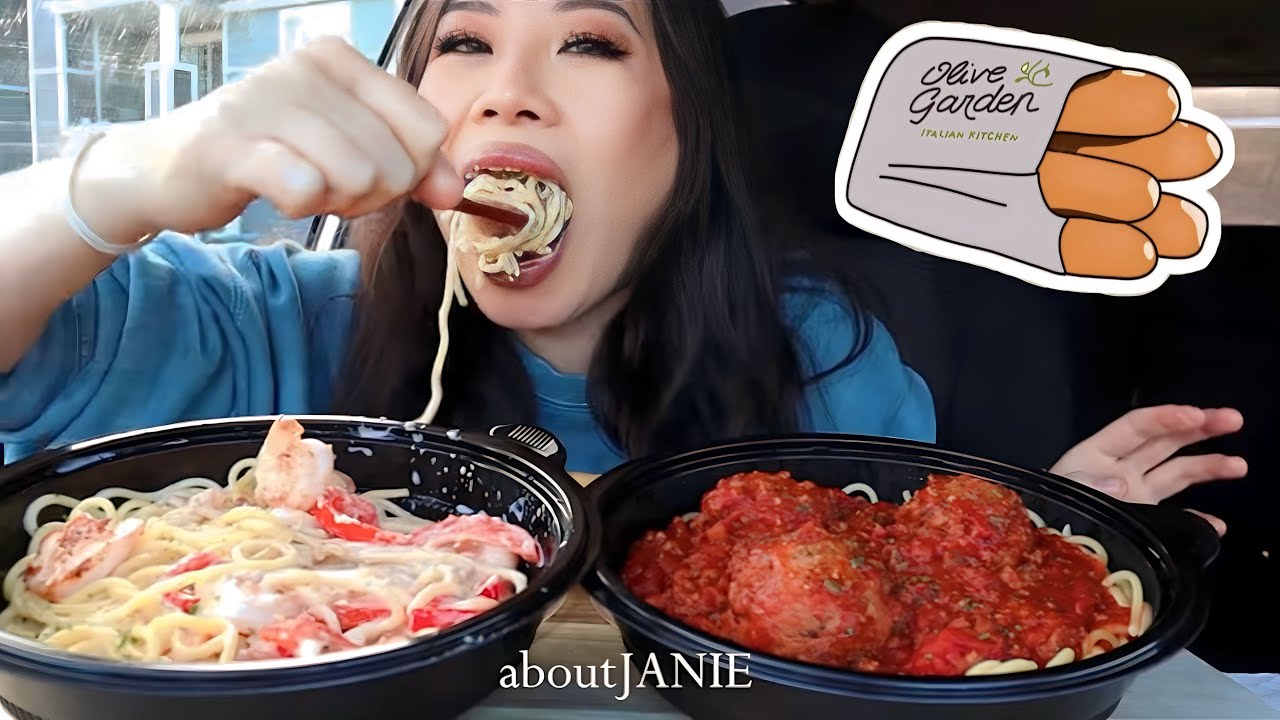 ASMR PASTA MUKBANG #olivegarden #asmr #asmrsounds