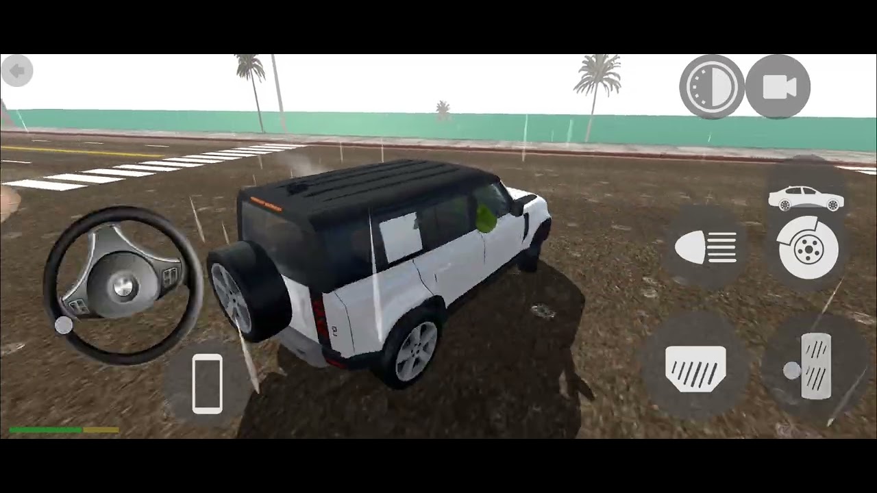 Hulk driving land Rover defender in heavy rain