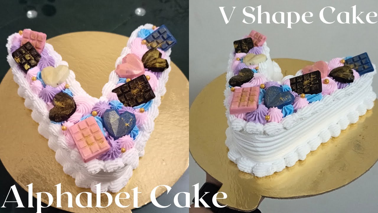 V shape Cake Design | Alphabet Cake Design | Monogram Cake | Alphabet Cutting Techniques |