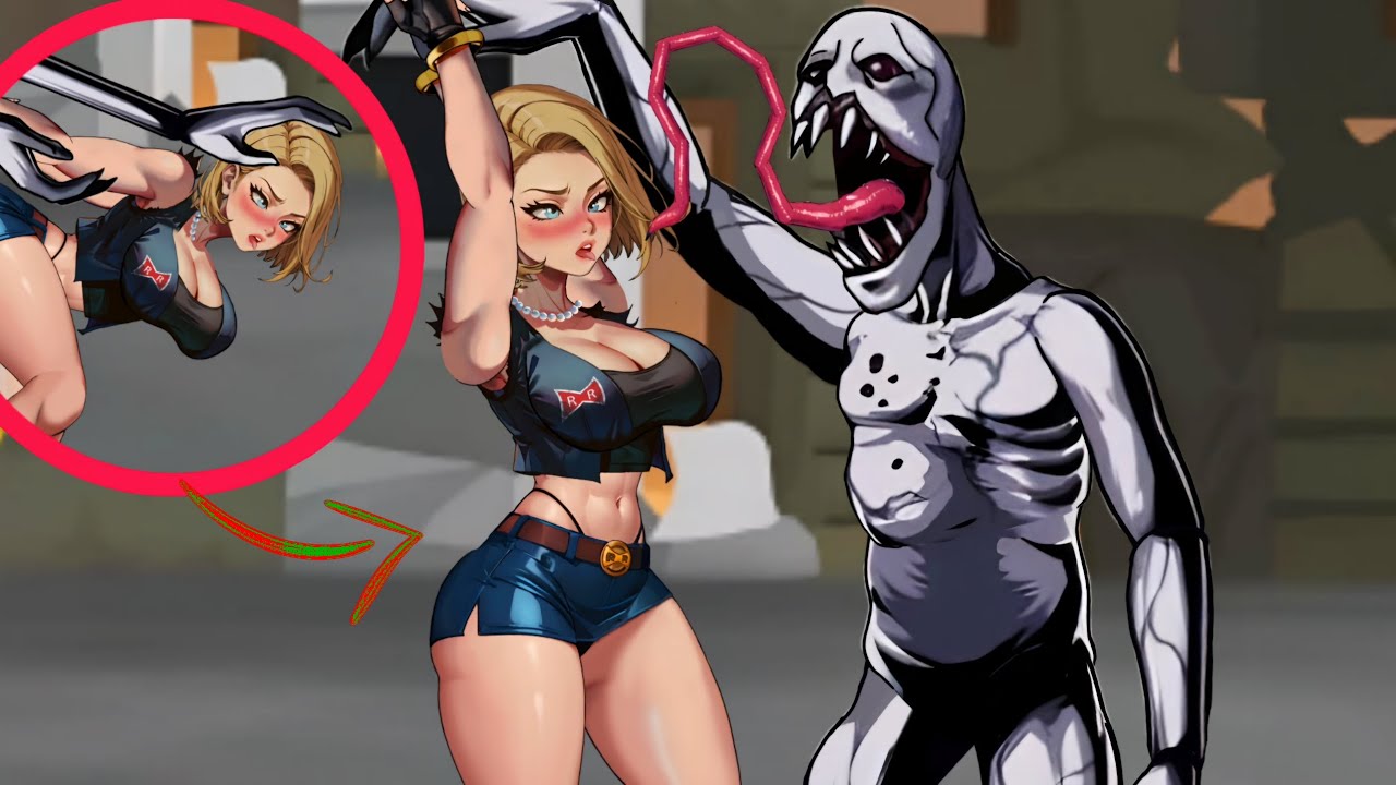 DragonBall Female Character Android 18 fight with monster Regenerator