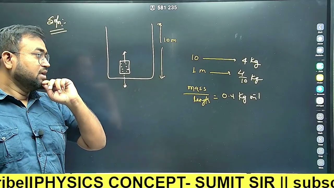 The mass of a bucket full of water is 13 kg. It is being pulled up from a 10 m deep well. Due to a