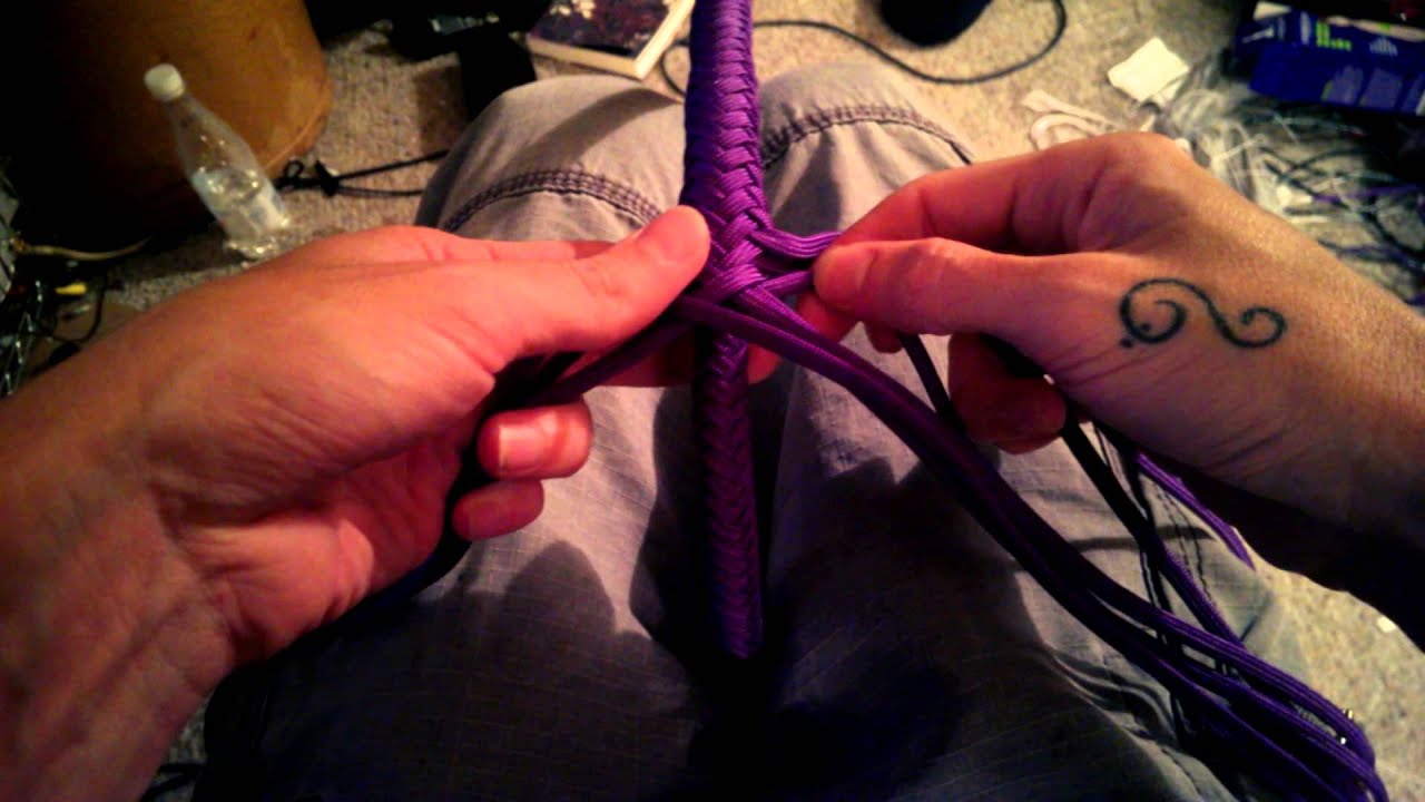 Whip making backwards plaiting adding 2 strands