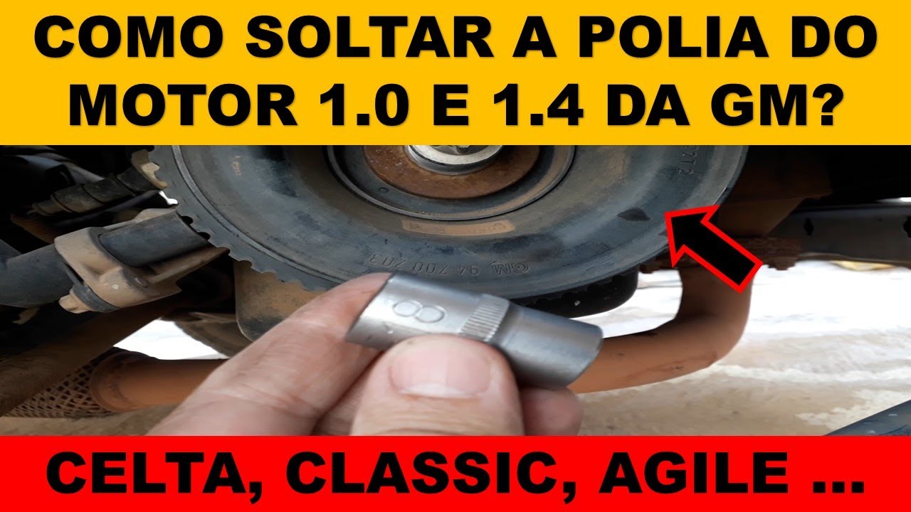 Como soltar a polia do motor do Celta, Classic, Corsa, Agile, Cobalt, Montana. Linha GM 1.0 e 1.4?